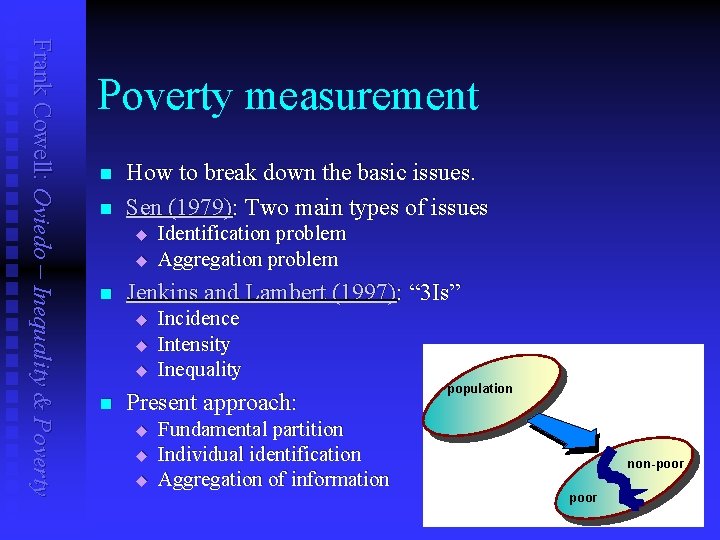 Frank Cowell: Oviedo – Inequality & Poverty measurement n n How to break down