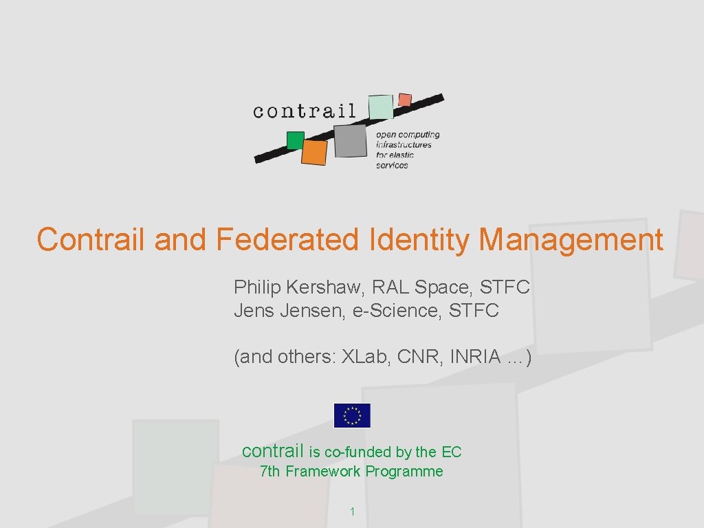 Contrail and Federated Identity Management Philip Kershaw, RAL Space, STFC Jensen, e-Science, STFC (and