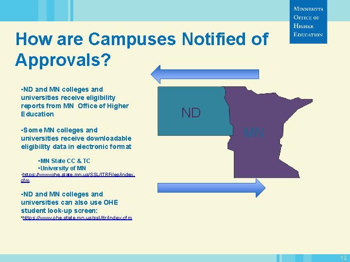 How are Campuses Notified of Approvals? • ND and MN colleges and universities receive