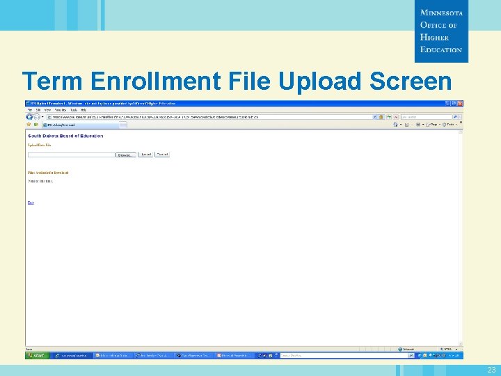 Term Enrollment File Upload Screen 23 