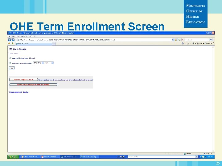 OHE Term Enrollment Screen 25 