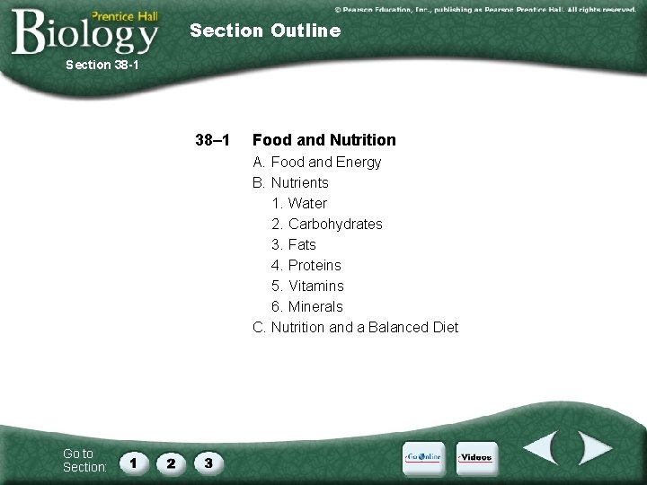 Section Outline Section 38 -1 38– 1 Food and Nutrition A. Food and Energy