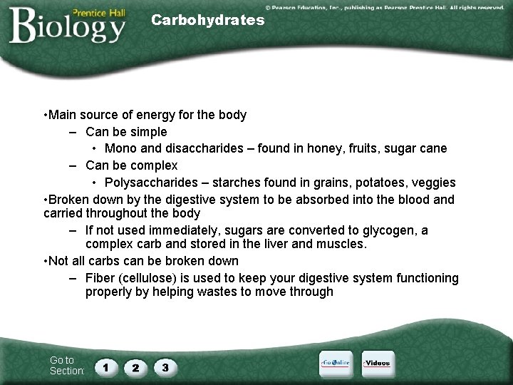 Carbohydrates • Main source of energy for the body – Can be simple •