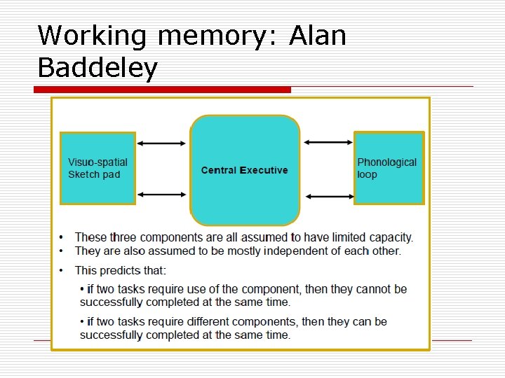 Working memory: Alan Baddeley 