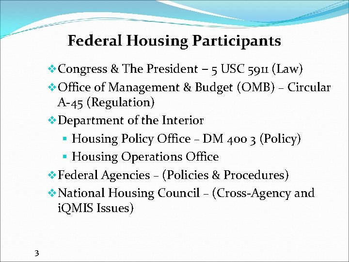 Federal Housing Participants v Congress & The President – 5 USC 5911 (Law) v