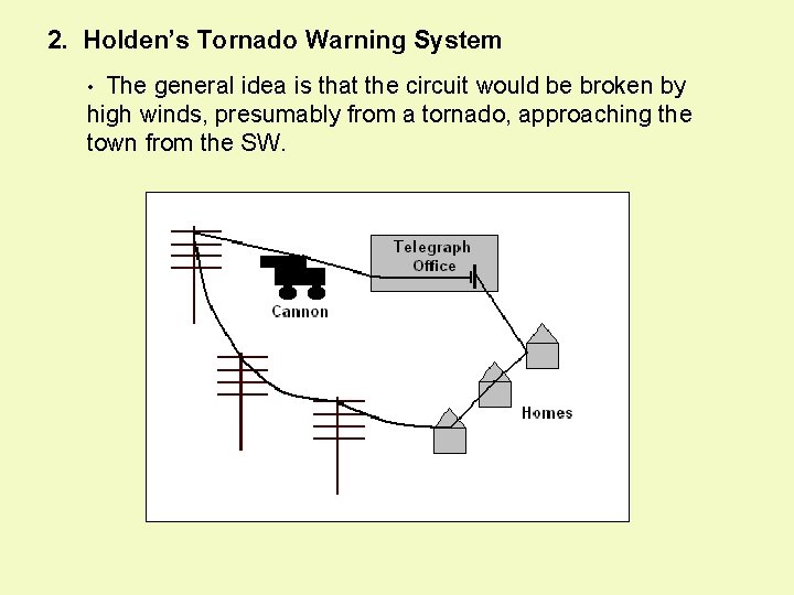 2. Holden’s Tornado Warning System • The general idea is that the circuit would