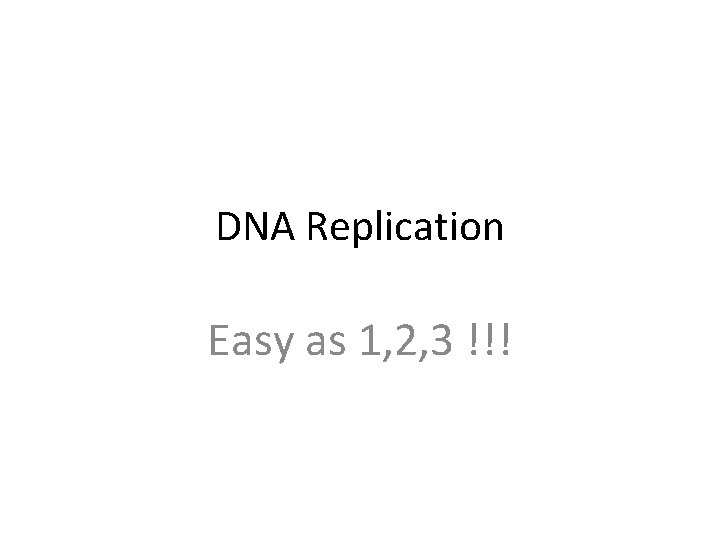 DNA Replication Easy as 1, 2, 3 !!! 