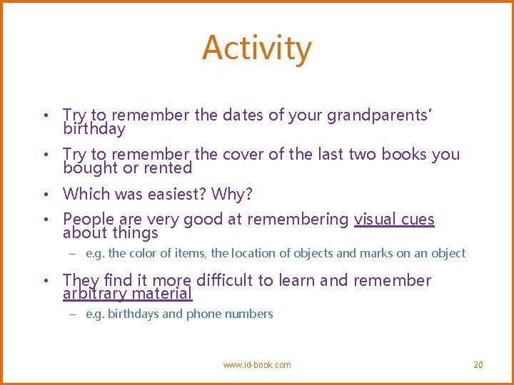 Activity • Try to remember the dates of your grandparents’ birthday • Try to