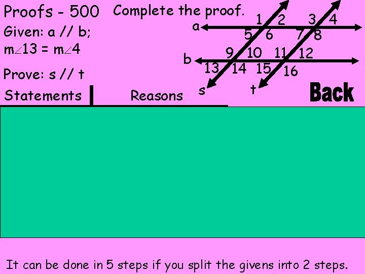 Proofs - 500 Complete the proof. 1 2 a Given: a // b; mÐ