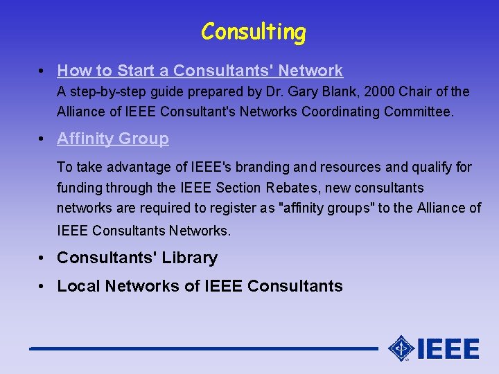 Consulting • How to Start a Consultants' Network A step-by-step guide prepared by Dr.