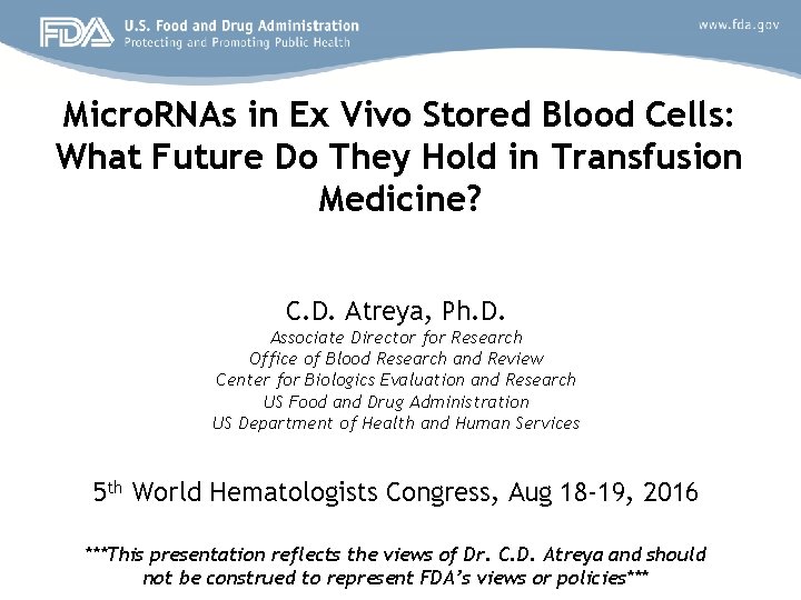 Micro. RNAs in Ex Vivo Stored Blood Cells: What Future Do They Hold in