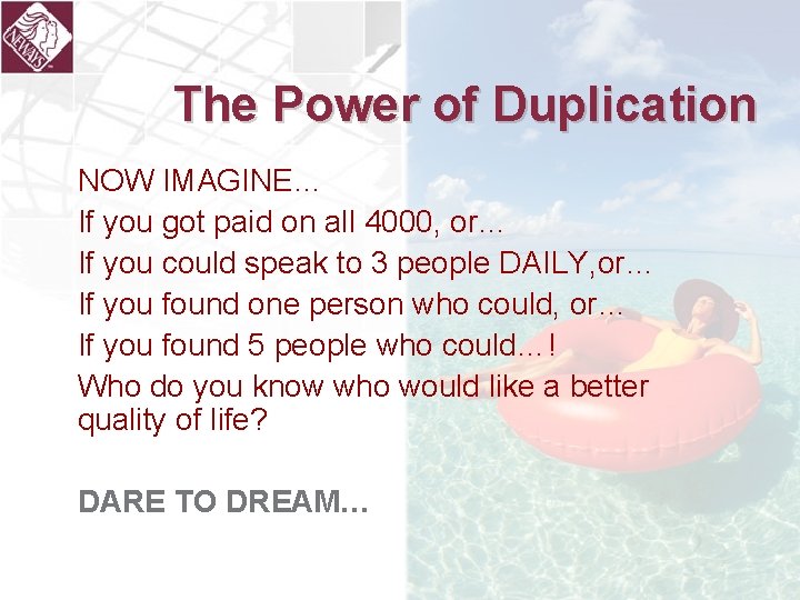 The Power of Duplication NOW IMAGINE… If you got paid on all 4000, or…