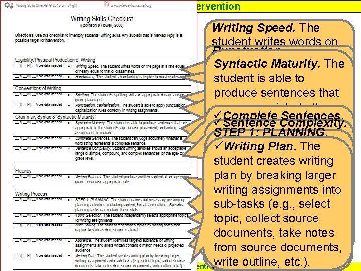 Response to Intervention Writing Speed. The student writes words on Punctuation, Handwriting. The equal Response to Intervention Writing Speed. The student writes words on Punctuation, Handwriting. The equal