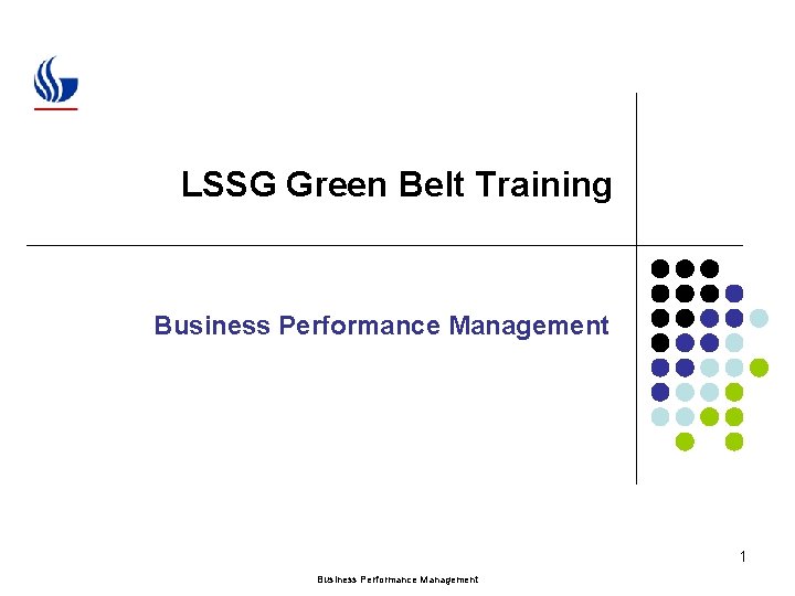 LSSG Green Belt Training Business Performance Management 1 Business Performance Management 