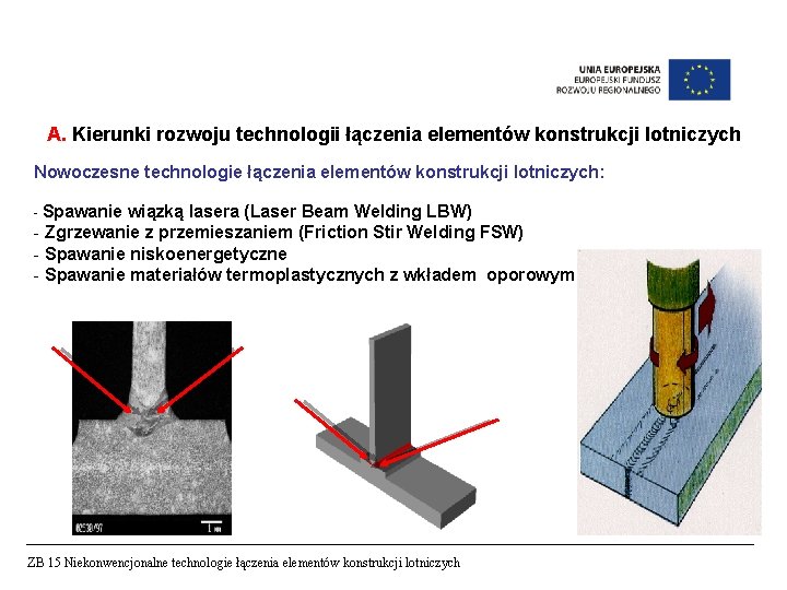 A. Kierunki rozwoju technologii łączenia elementów konstrukcji lotniczych Nowoczesne technologie łączenia elementów konstrukcji lotniczych: