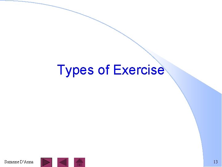 Types of Exercise Suzanne D'Anna 13 