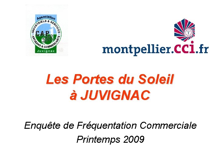 Les Portes du Soleil à JUVIGNAC Enquête de Fréquentation Commerciale Printemps 2009 Les Portes du Soleil à JUVIGNAC Enquête de Fréquentation Commerciale Printemps 2009
