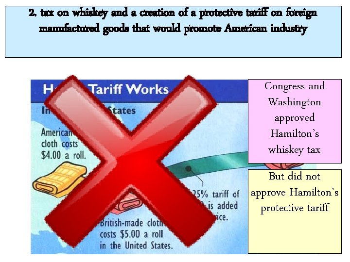 2. tax on whiskey and a creation of a protective tariff on foreign manufactured 2. tax on whiskey and a creation of a protective tariff on foreign manufactured