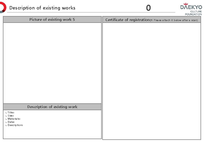 Description of existing works Picture of existing work 5 Description of existing work -.