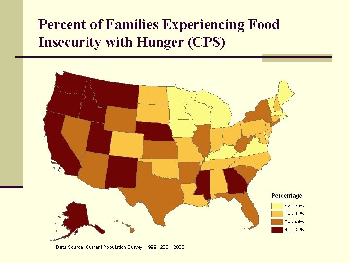 Percent of Families Experiencing Food Insecurity with Hunger (CPS) Data Source: Current Population Survey;