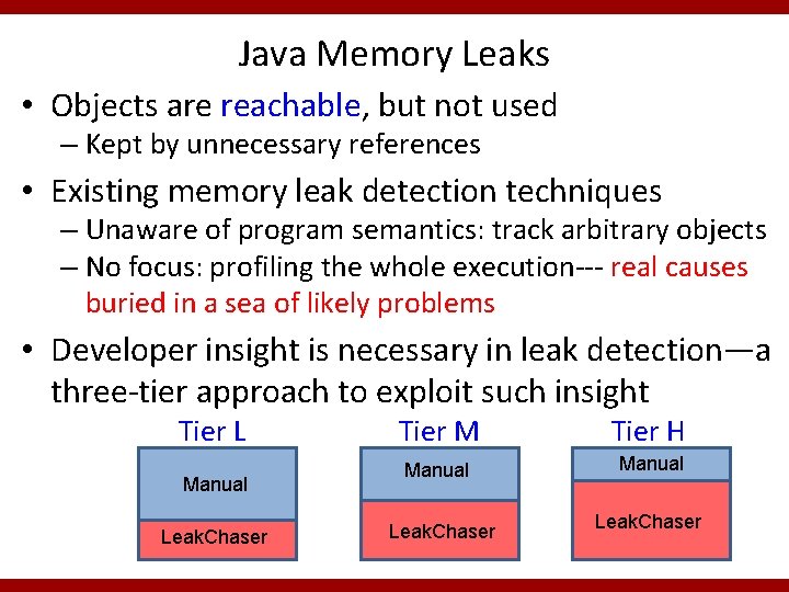 Java Memory Leaks • Objects are reachable, but not used – Kept by unnecessary Java Memory Leaks • Objects are reachable, but not used – Kept by unnecessary