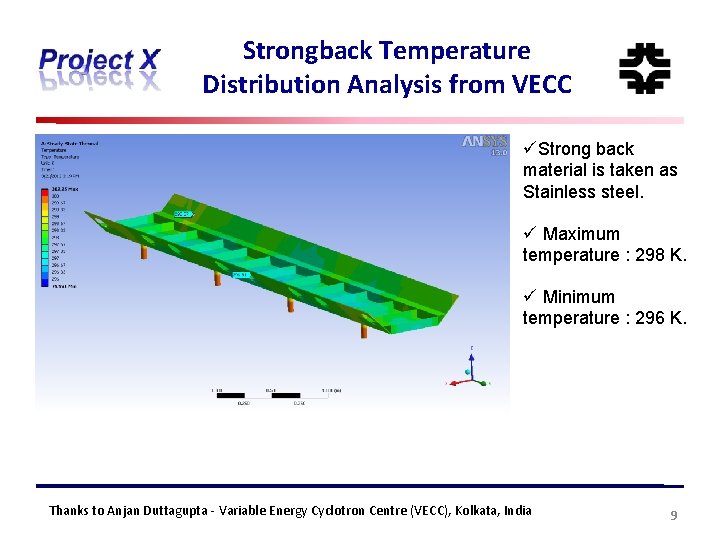 Strongback Temperature Distribution Analysis from VECC üStrong back material is taken as Stainless steel.