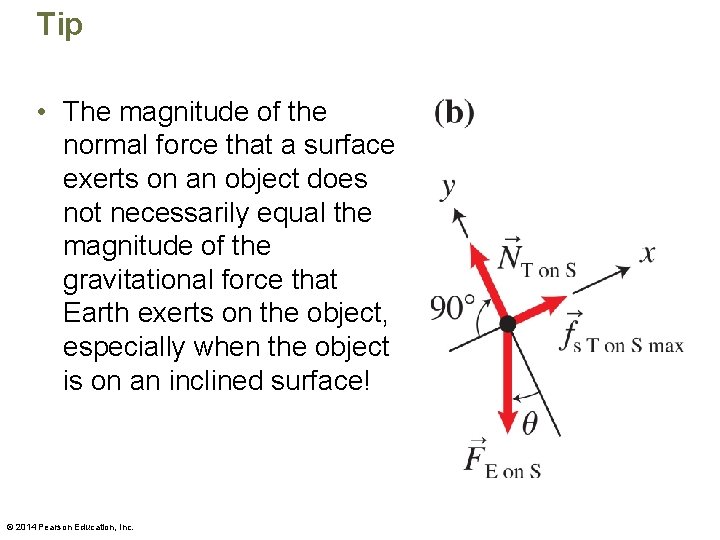 Tip • The magnitude of the normal force that a surface exerts on an Tip • The magnitude of the normal force that a surface exerts on an