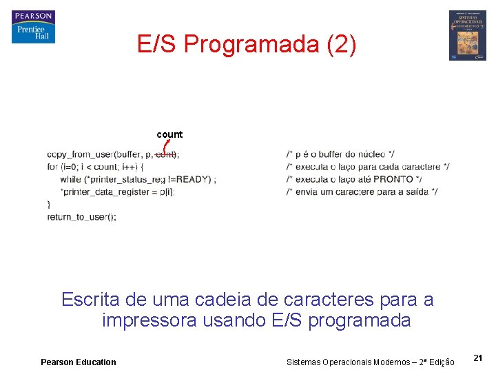 E/S Programada (2) count Escrita de uma cadeia de caracteres para a impressora usando