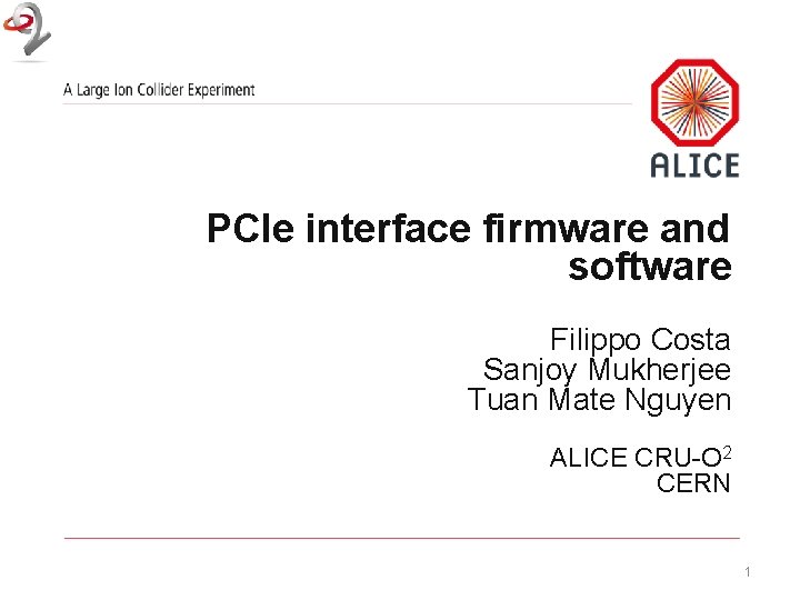 PCIe interface firmware and software Filippo Costa Sanjoy Mukherjee Tuan Mate Nguyen ALICE CRU-O