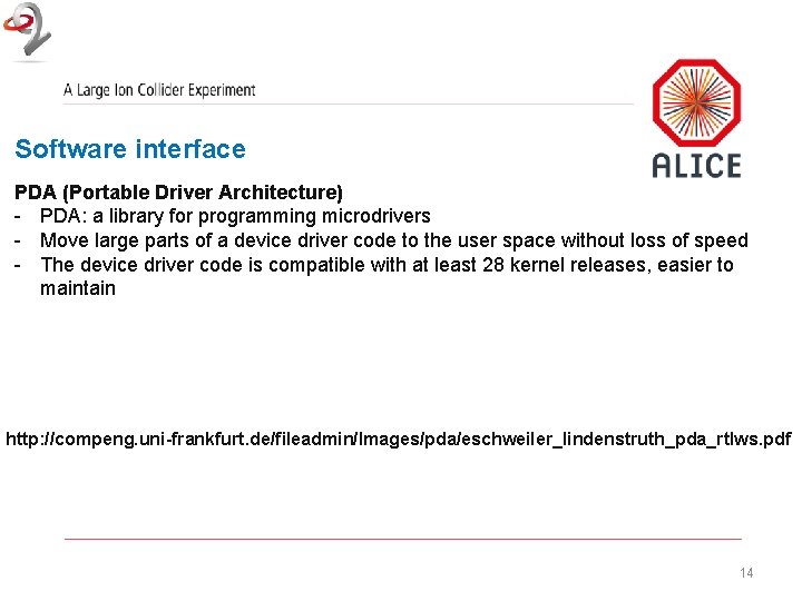 Software interface PDA (Portable Driver Architecture) - PDA: a library for programming microdrivers -