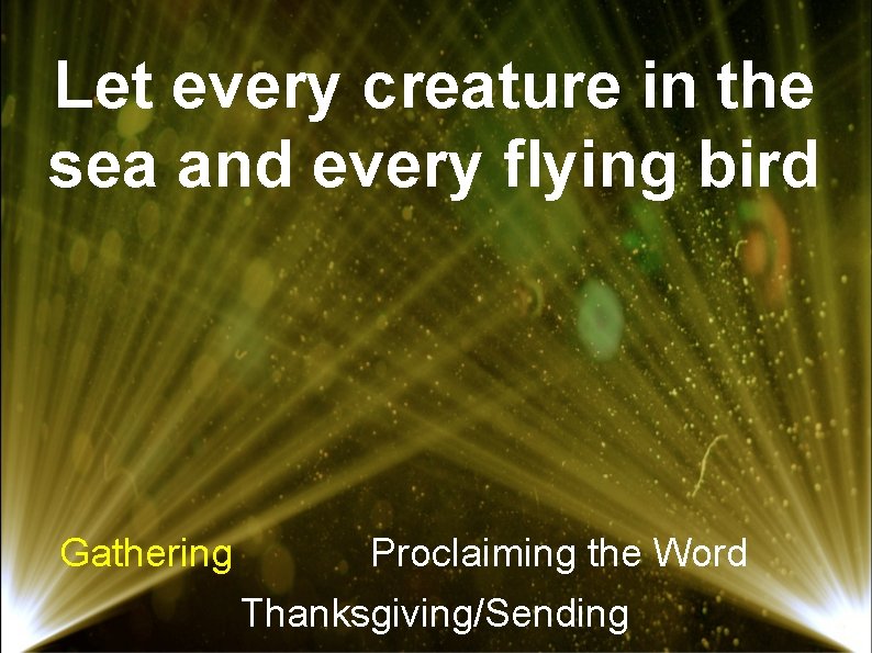 Let every creature in the sea and every flying bird Gathering Proclaiming the Word