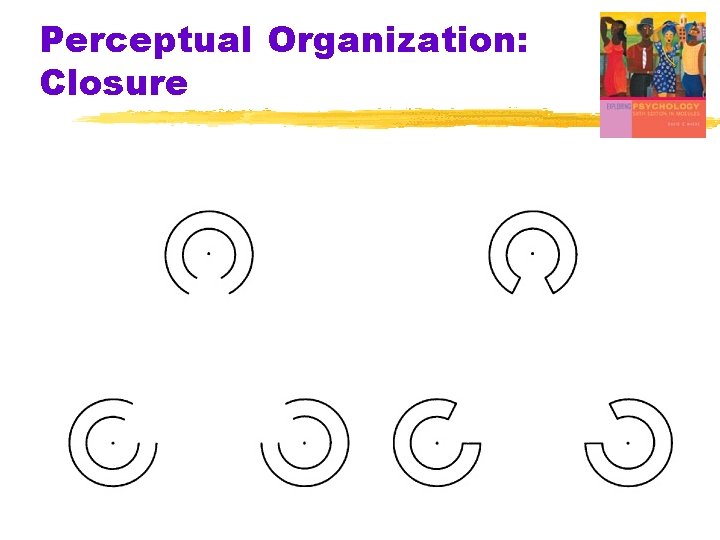 Perceptual Organization: Closure § Gestalt grouping principles are at work here. Perceptual Organization: Closure § Gestalt grouping principles are at work here.