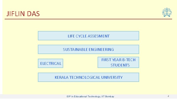 JIFLIN DAS LIFE CYCLE ASSESMENT SUSTAINABLE ENGINEERING ELECTRICAL FIRST YEAR B-TECH STUDENTS KERALA TECHNOLOGICAL