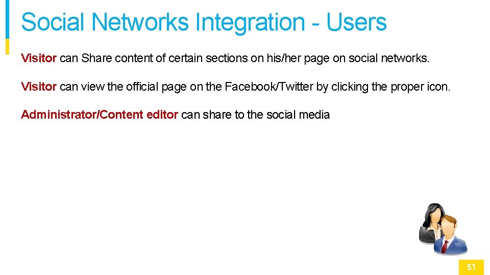 Social Networks Integration - Users Visitor can Share content of certain sections on his/her