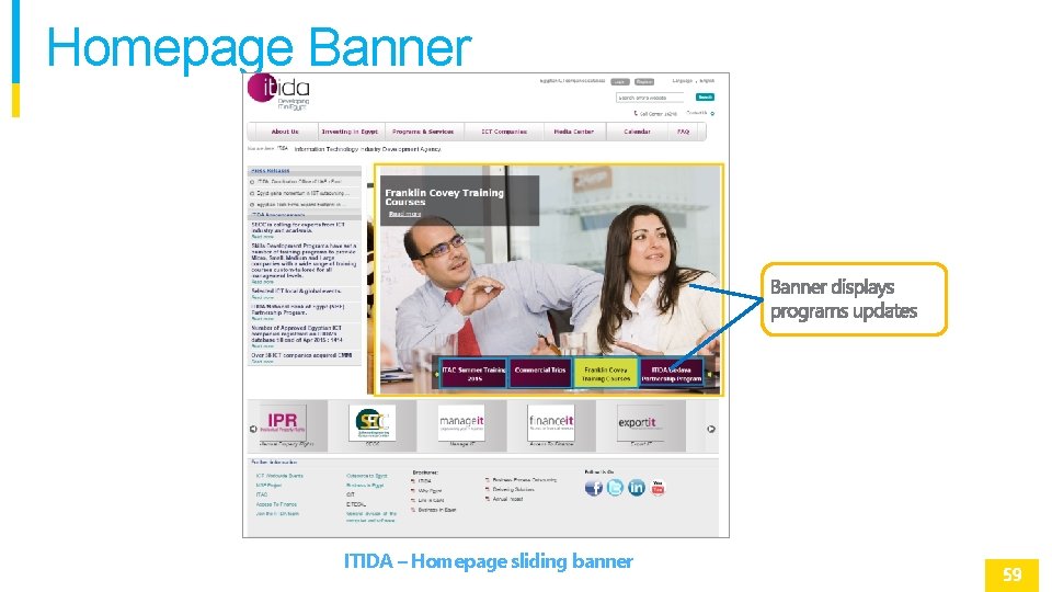 Homepage Banner ITIDA – Homepage sliding banner 