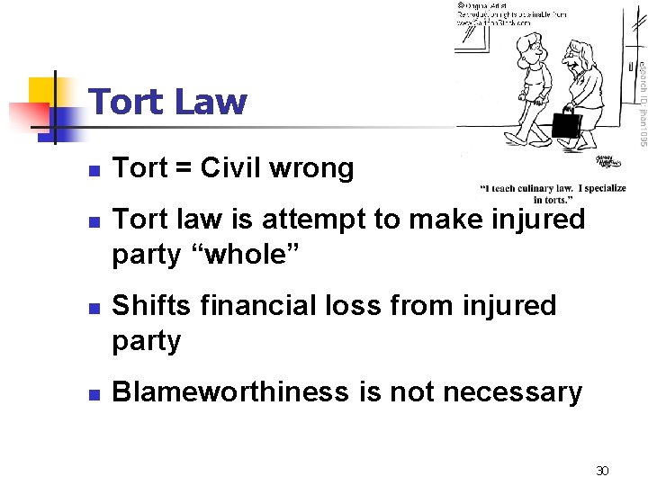 Tort Law n n Tort = Civil wrong Tort law is attempt to make