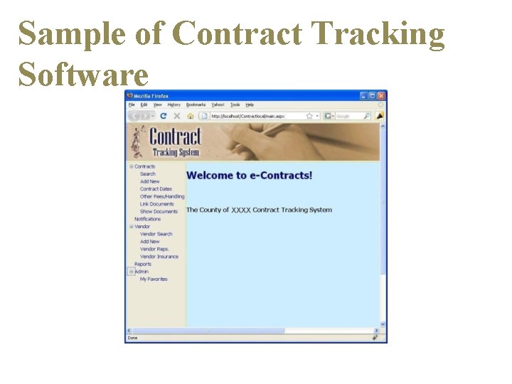 Sample of Contract Tracking Software 