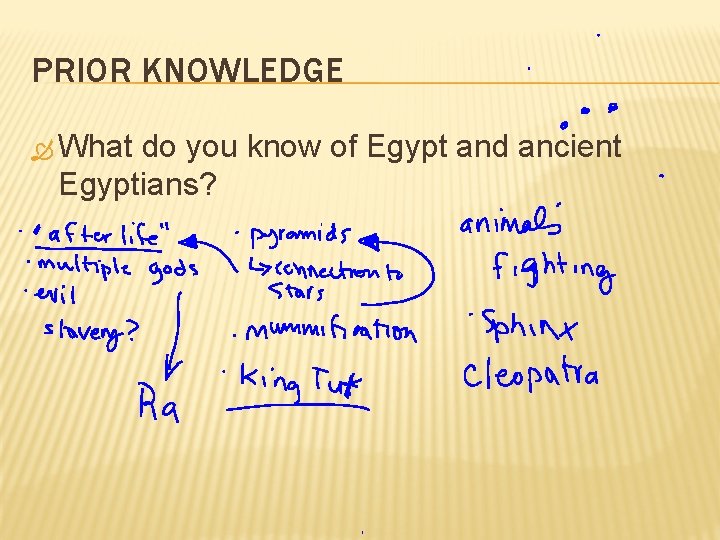 PRIOR KNOWLEDGE What do you know of Egypt and ancient Egyptians? 