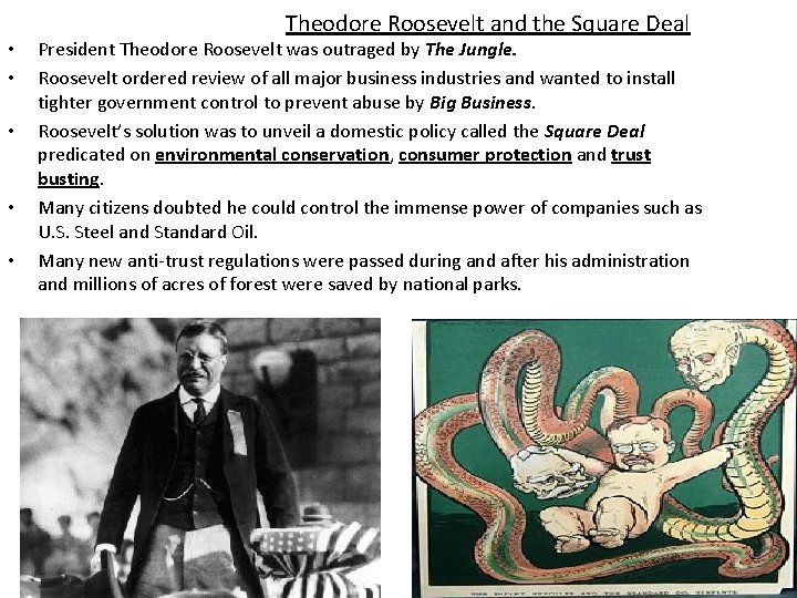  • • • Theodore Roosevelt and the Square Deal President Theodore Roosevelt was