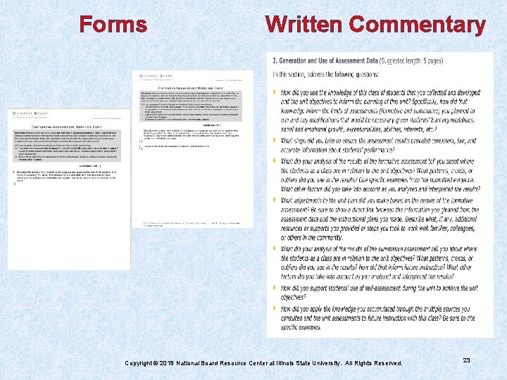 Forms Written Commentary - Copyright © 2018 National Board Resource Center at Illinois State