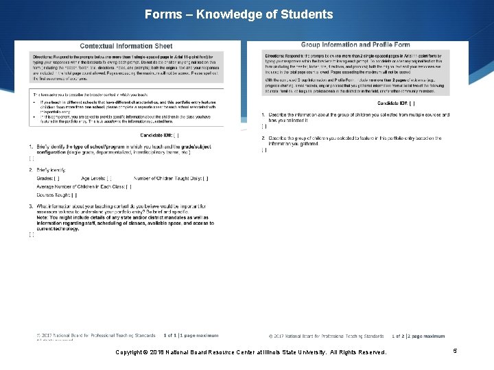 Forms – Knowledge of Students Copyright © 2018 National Board Resource Center at Illinois