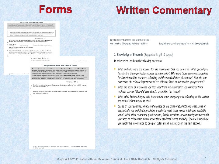 Forms Written Commentary - Copyright © 2018 National Board Resource Center at Illinois State