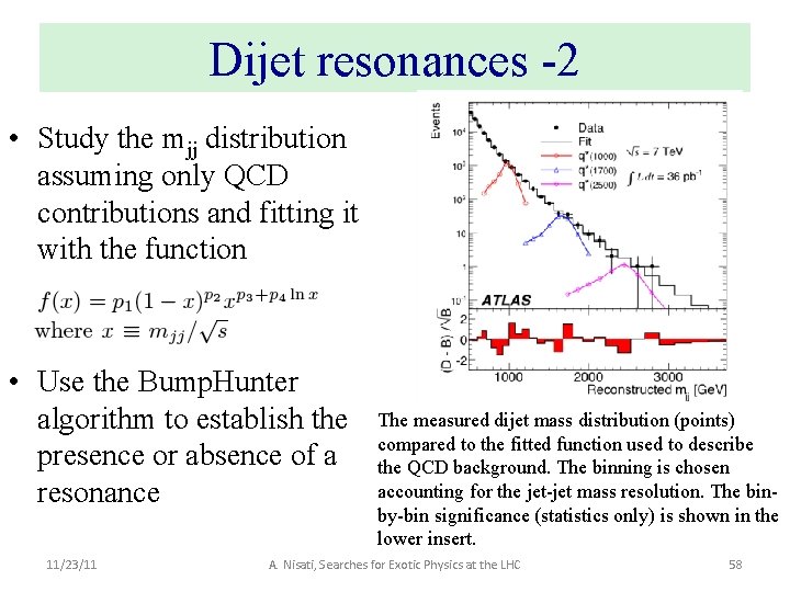Dijet resonances -2 • Study the mjj distribution assuming only QCD contributions and fitting