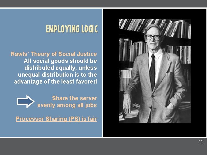 EMPLOYING LOGIC Rawls’ Theory of Social Justice All social goods should be distributed equally,