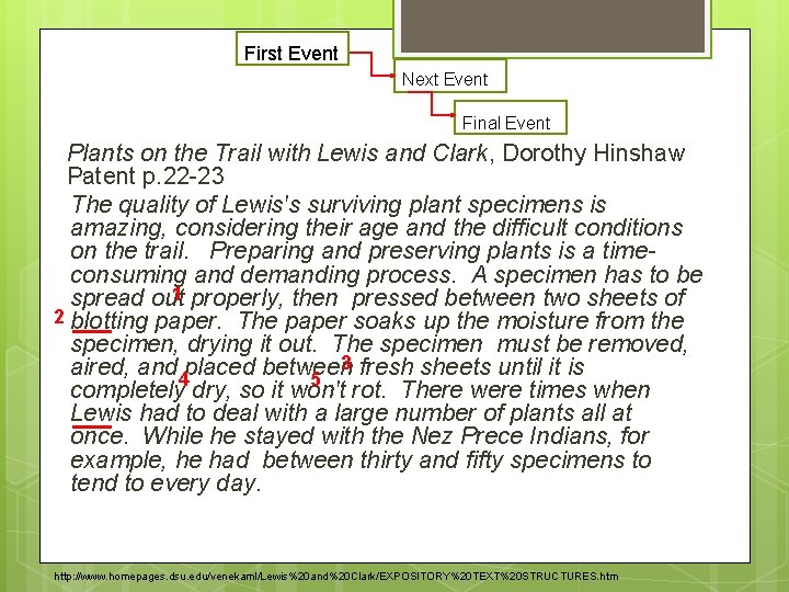 First Event Next Event Final Event Plants on the Trail with Lewis and Clark,
