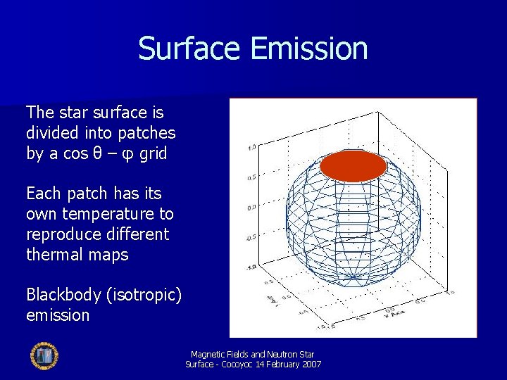 Surface Emission The star surface is divided into patches by a cos θ –