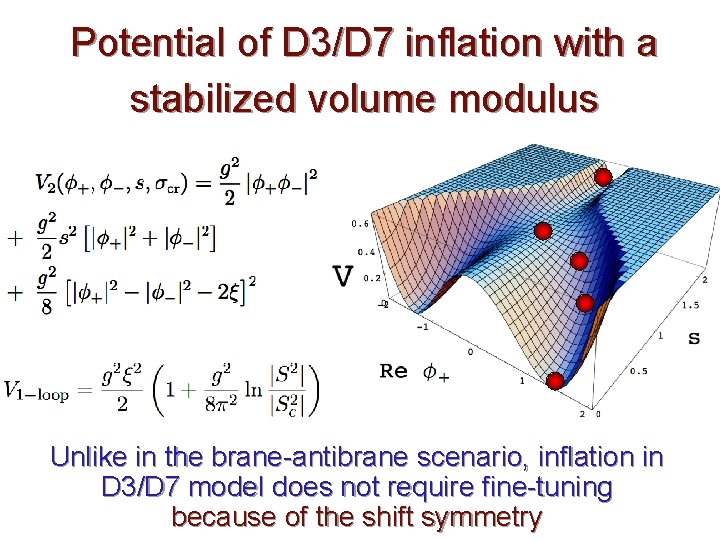 Potential of D 3/D 7 inflation with a stabilized volume modulus Unlike in the