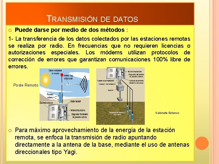  TRANSMISIÓN DE DATOS Puede darse por medio de dos métodos : 1 -