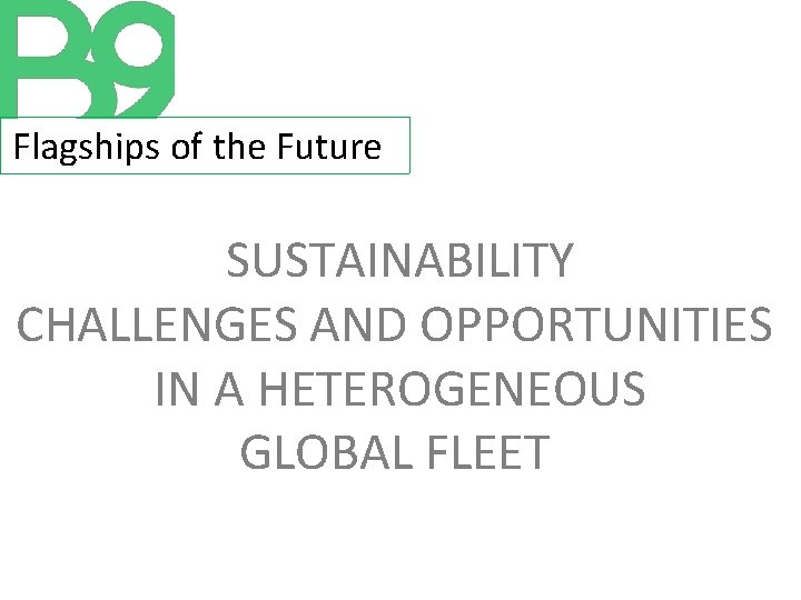 Flagships of the Future SUSTAINABILITY CHALLENGES AND OPPORTUNITIES IN A HETEROGENEOUS GLOBAL FLEET 