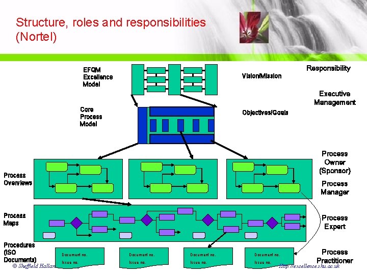 Structure, roles and responsibilities (Nortel) EFQM Excellence Model Vision/Mission Executive Management Core Process Model Structure, roles and responsibilities (Nortel) EFQM Excellence Model Vision/Mission Executive Management Core Process Model